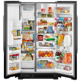 Maytag MRSF4036PB Side by Side Refrigerator, 36 inch Width, Ice Dispenser (Thru Door), Water Dispenser (Exterior), 25 cu. ft. Capacity, Black colour