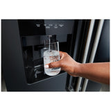 Maytag MRSF4036PB Side by Side Refrigerator, 36 inch Width, Ice Dispenser (Thru Door), Water Dispenser (Exterior), 25 cu. ft. Capacity, Black colour