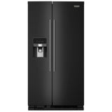 Maytag MRSF4036PB Side by Side Refrigerator, 36 inch Width, Ice Dispenser (Thru Door), Water Dispenser (Exterior), 25 cu. ft. Capacity, Black colour
