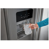 Maytag MRSF4036PZ Side by Side Refrigerator, 36 inch Width, Ice Dispenser (Thru Door), Water Dispenser (Exterior), 25 cu. ft. Capacity, Stainless Steel colour