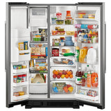 Maytag MRSF4036PZ Side by Side Refrigerator, 36 inch Width, Ice Dispenser (Thru Door), Water Dispenser (Exterior), 25 cu. ft. Capacity, Stainless Steel colour