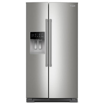 Maytag MRSF6636RZ Side by Side Refrigerator, 36 inch Width, Ice Dispenser (Thru Door), Water Dispenser (Exterior), 28.49 cu. ft. Capacity, Fingerprint Resistant Stainless Steel colour