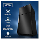 Maytag MRTX5121TB Top Freezer Refrigerator, 33 inch Width, 21 cu. ft. Capacity, Ice Dispenser (Freezer Located), Black colour, EvenAir™ Cooling System, PowerCold® Feature, BrightSeries™ LED, FreshLock™ crisper