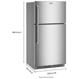 Maytag MRTX5121TZ Top Freezer Refrigerator, 33 inch Width, 21 cu. ft. Capacity, Optional Ice Maker (Special Order), Stainless Steel colour, EvenAir™ Cooling System, PowerCold® Feature, BrightSeries™ LED, FreshLock™ crisper
