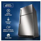 Maytag MRTX5121TZ Top Freezer Refrigerator, 33 inch Width, 21 cu. ft. Capacity, Optional Ice Maker (Special Order), Stainless Steel colour, EvenAir™ Cooling System, PowerCold® Feature, BrightSeries™ LED, FreshLock™ crisper