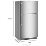 Maytag MRTX7621TZ Top Freezer Refrigerator, 33 inch Width, 21 cu. ft. Capacity, Ice Dispenser (Freezer Located), ENERGY STAR Certified, Stainless Steel colour, EvenAir™ Cooling System, PowerCold® Feature, BrightSeries™ LED, FreshLock™ crisper