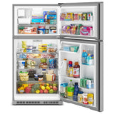 Maytag MRTX7621TZ Top Freezer Refrigerator, 33 inch Width, 21 cu. ft. Capacity, Ice Dispenser (Freezer Located), ENERGY STAR Certified, Stainless Steel colour, EvenAir™ Cooling System, PowerCold® Feature, BrightSeries™ LED, FreshLock™ crisper