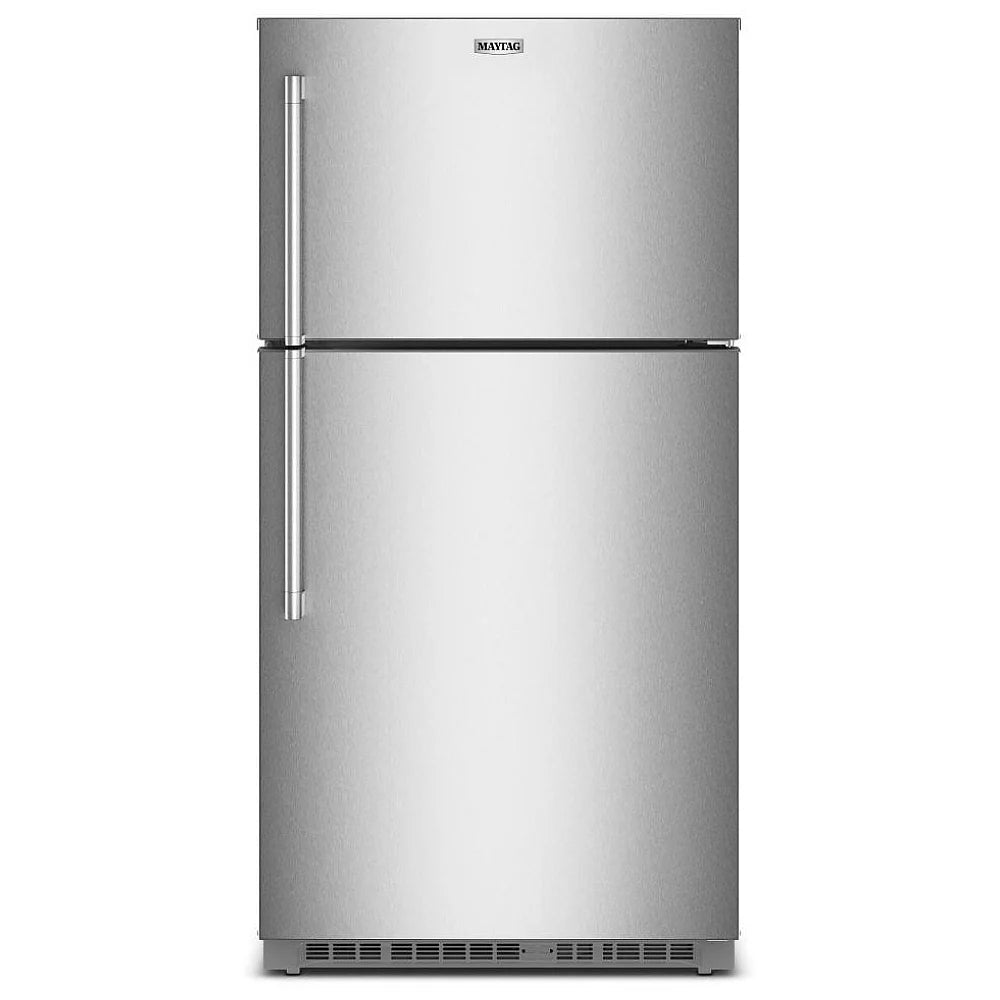 Maytag MRTX7621TZ Top Freezer Refrigerator, 33 inch Width, 21 cu. ft. Capacity, Ice Dispenser (Freezer Located), ENERGY STAR Certified, Stainless Steel colour, EvenAir™ Cooling System, PowerCold® Feature, BrightSeries™ LED, FreshLock™ crisper