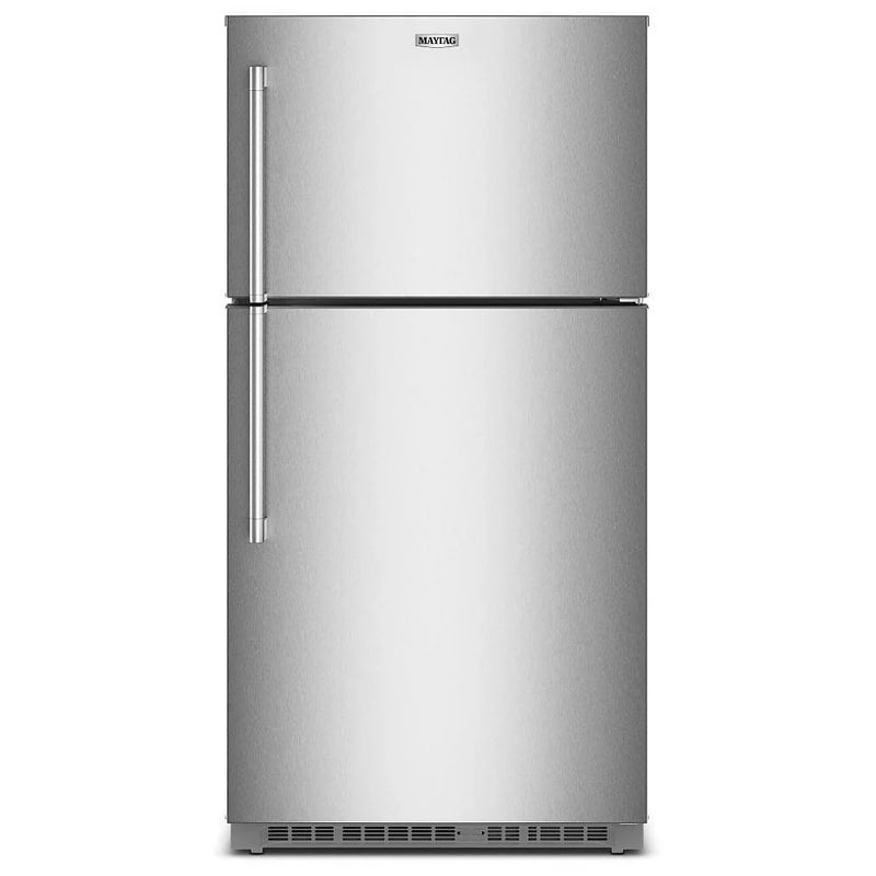 Maytag MRTX7621TZ Top Freezer Refrigerator, 33 inch Width, 21 cu. ft. Capacity, Ice Dispenser (Freezer Located), ENERGY STAR Certified, Stainless Steel colour, EvenAir™ Cooling System, PowerCold® Feature, BrightSeries™ LED, FreshLock™ crisper