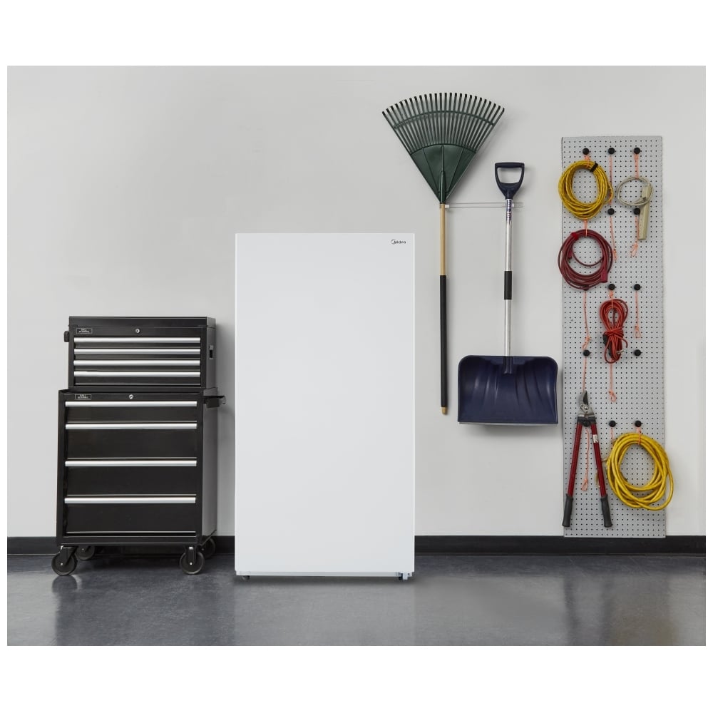 Midea MRU14F2AWW Upright Freezer, 28 inch Width, 13.8 cu. ft. Capacity, Frost Free, Interior Light (Freezer), Convertible Fridge/Freezer, White colour