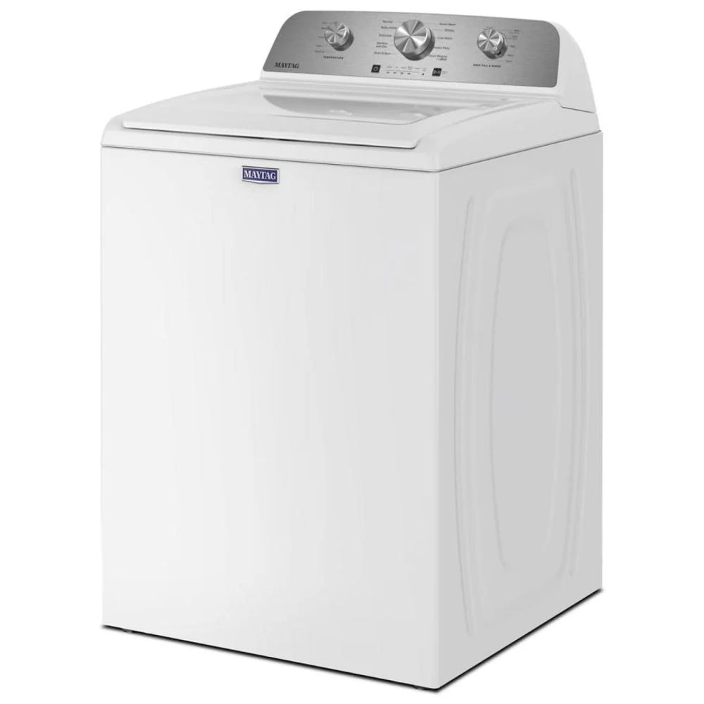 Maytag MTW4205SW 顶部装载洗衣机，4.8 立方英尺洗衣机容量，10 种洗涤程序，5 种温度设置，700 RPM 洗衣机旋转速度，搅拌器，白色