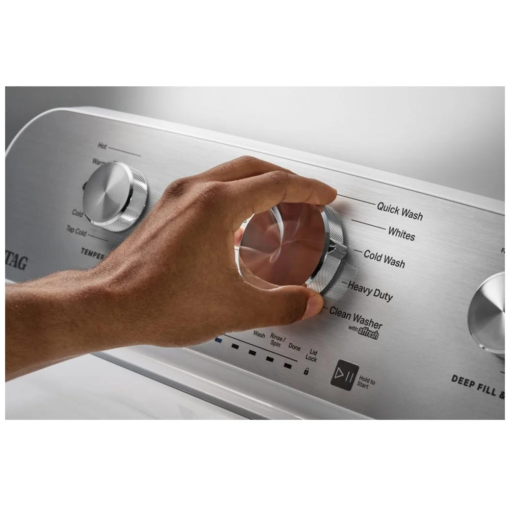 Maytag MTW4205SW 顶部装载洗衣机，4.8 立方英尺洗衣机容量，10 种洗涤程序，5 种温度设置，700 RPM 洗衣机旋转速度，搅拌器，白色