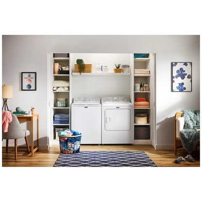 Maytag MTW4205SW 顶部装载洗衣机，4.8 立方英尺洗衣机容量，10 种洗涤程序，5 种温度设置，700 RPM 洗衣机旋转速度，搅拌器，白色