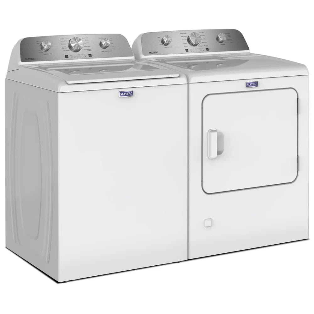 Maytag MTW4205SW 顶部装载洗衣机，4.8 立方英尺洗衣机容量，10 种洗涤程序，5 种温度设置，700 RPM 洗衣机旋转速度，搅拌器，白色