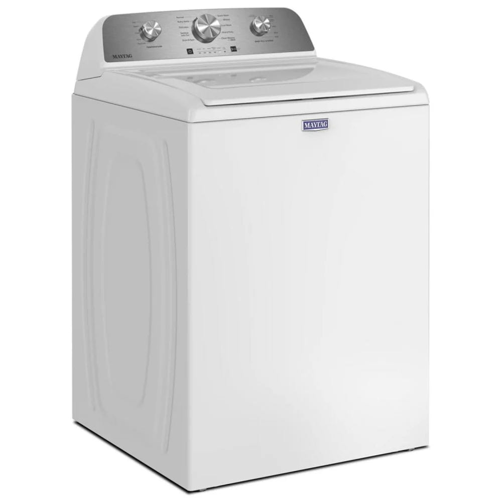 Maytag MTW4205SW 顶部装载洗衣机，4.8 立方英尺洗衣机容量，10 种洗涤程序，5 种温度设置，700 RPM 洗衣机旋转速度，搅拌器，白色