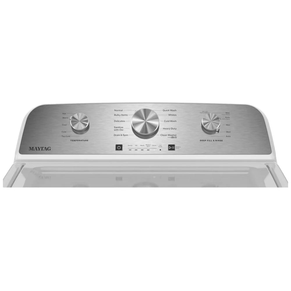 Maytag MTW4205SW 顶部装载洗衣机，4.8 立方英尺洗衣机容量，10 种洗涤程序，5 种温度设置，700 RPM 洗衣机旋转速度，搅拌器，白色