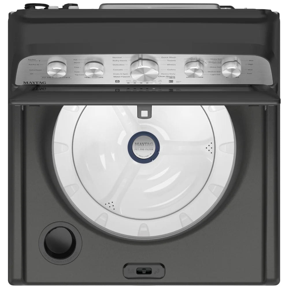 Maytag MTW5600RU 顶部装载洗衣机，5.5 立方英尺洗衣机容量，11 种洗涤程序，3 种温度设置，750 RPM 洗衣机旋转速度，叶轮