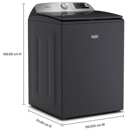 Maytag MTW6205RF 顶开式洗衣机，6 立方英尺容量，10 种洗涤程序，5 种温度设置，750 RPM 洗衣机转速，搅拌器，支持 Wifi，午夜钢色