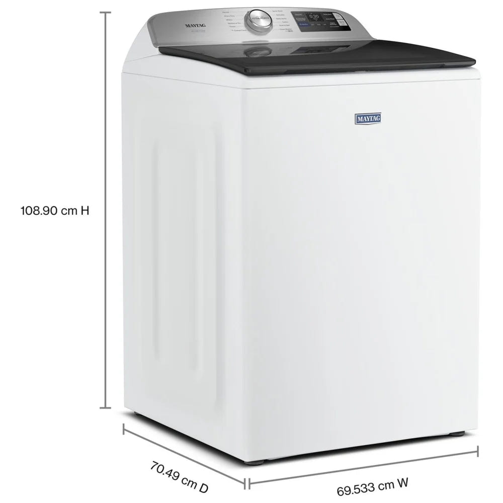 Maytag MTW7205RW 顶开式洗衣机，6.0 立方英尺容量，12 种洗涤程序，5 种温度设置，750 RPM 洗衣机转速，搅拌器，支持 Wifi，白色
