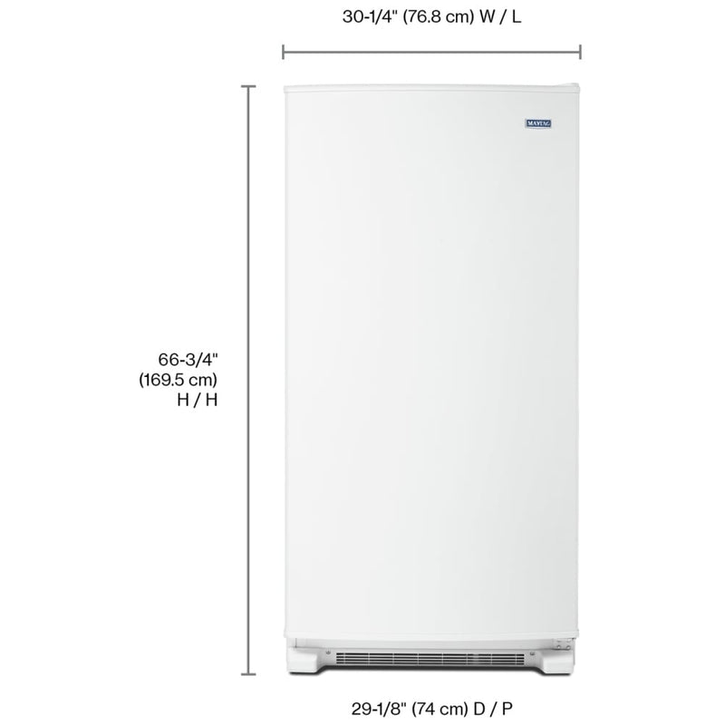 Maytag MZF34X18FW Upright Freezer, 30 inch Width, 18 cu. ft. Capacity, Automatic, Reversible Door, Interior Light (Freezer), White colour
