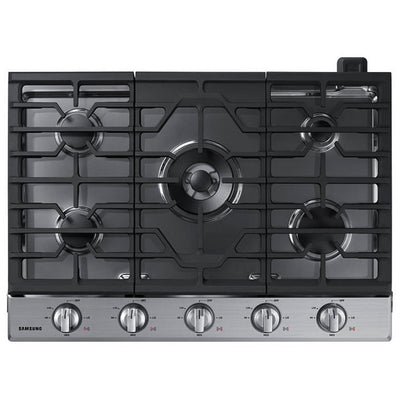Samsung NA30N6555TS Gas Cooktop, 30 inch Exterior Width, 5 Burners, 19,000 BTU Highest Burner