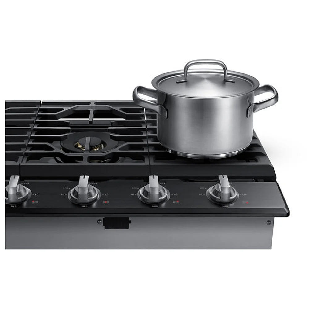 Samsung NA36N7755TG Gas Cooktop, 36 inch Exterior Width, 5 Burners, 22,000 BTU Highest Burner, Black Stainless Steel colour Wok Grate, Illuminated Knob