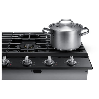 Samsung NA36N7755TG Gas Cooktop, 36 inch Exterior Width, 5 Burners, 22,000 BTU Highest Burner, Black Stainless Steel colour Wok Grate, Illuminated Knob