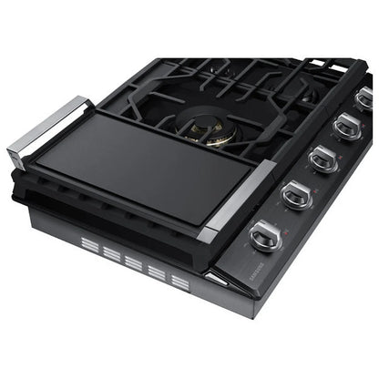 Samsung NA36N7755TG Gas Cooktop, 36 inch Exterior Width, 5 Burners, 22,000 BTU Highest Burner, Black Stainless Steel colour Wok Grate, Illuminated Knob