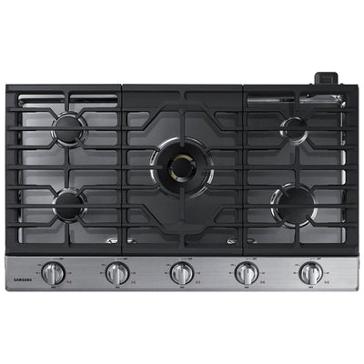 Samsung NA36N7755TS Gas Cooktop, 36 inch Exterior Width, 5 Burners, 22,000 BTU Highest Burner, Stainless Steel