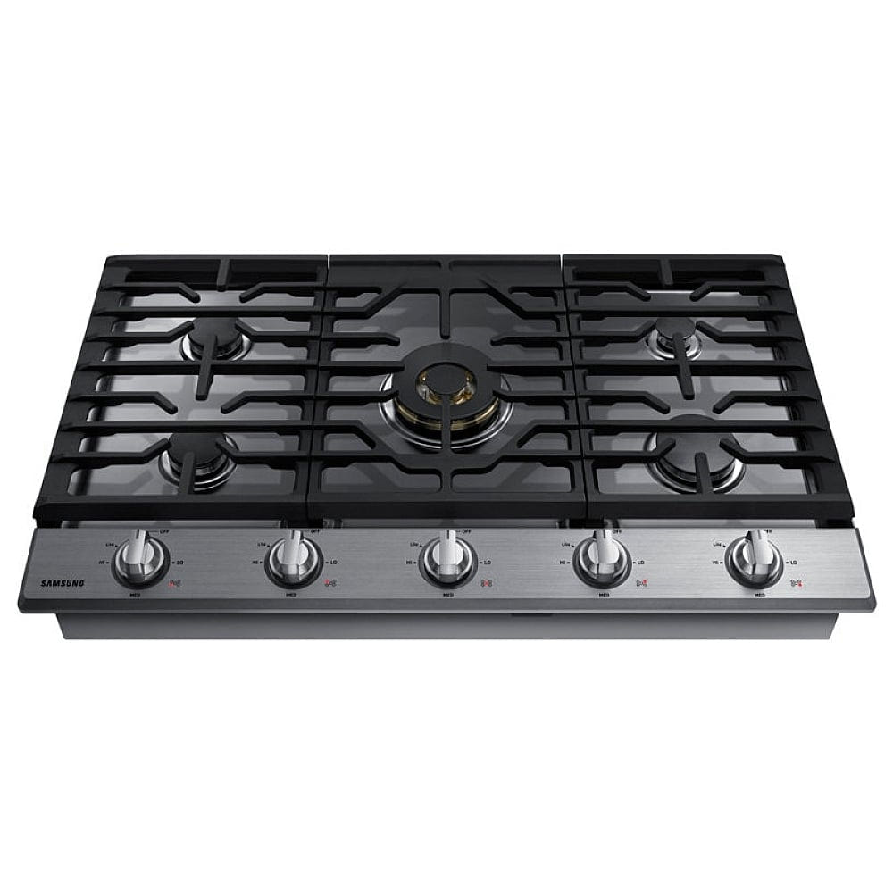 Samsung NA36N7755TS Gas Cooktop, 36 inch Exterior Width, 5 Burners, 22,000 BTU Highest Burner, Stainless Steel