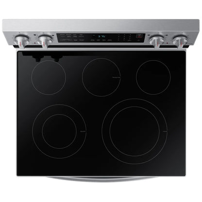 Samsung NE63A6511SS - NE63A6511SS/AC Electric Range, 6.3 cu. ft. Capacity, 30 inch Exterior Width, Convection, 5 Burners, Storage Drawer, Air Fry, Self Clean, 3,300 Watts Highest Burner Element, Stainless Steel colour
