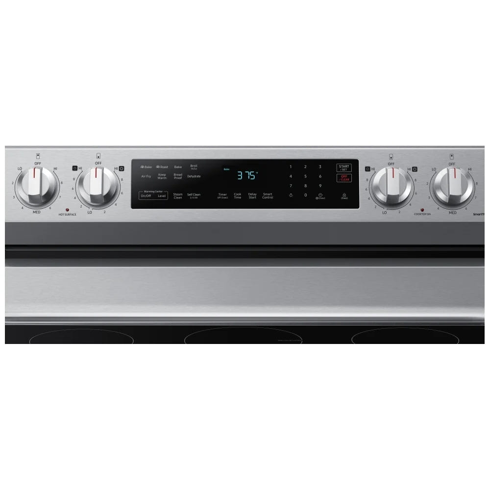 Samsung NE63A6511SS - NE63A6511SS/AC Electric Range, 6.3 cu. ft. Capacity, 30 inch Exterior Width, Convection, 5 Burners, Storage Drawer, Air Fry, Self Clean, 3,300 Watts Highest Burner Element, Stainless Steel colour