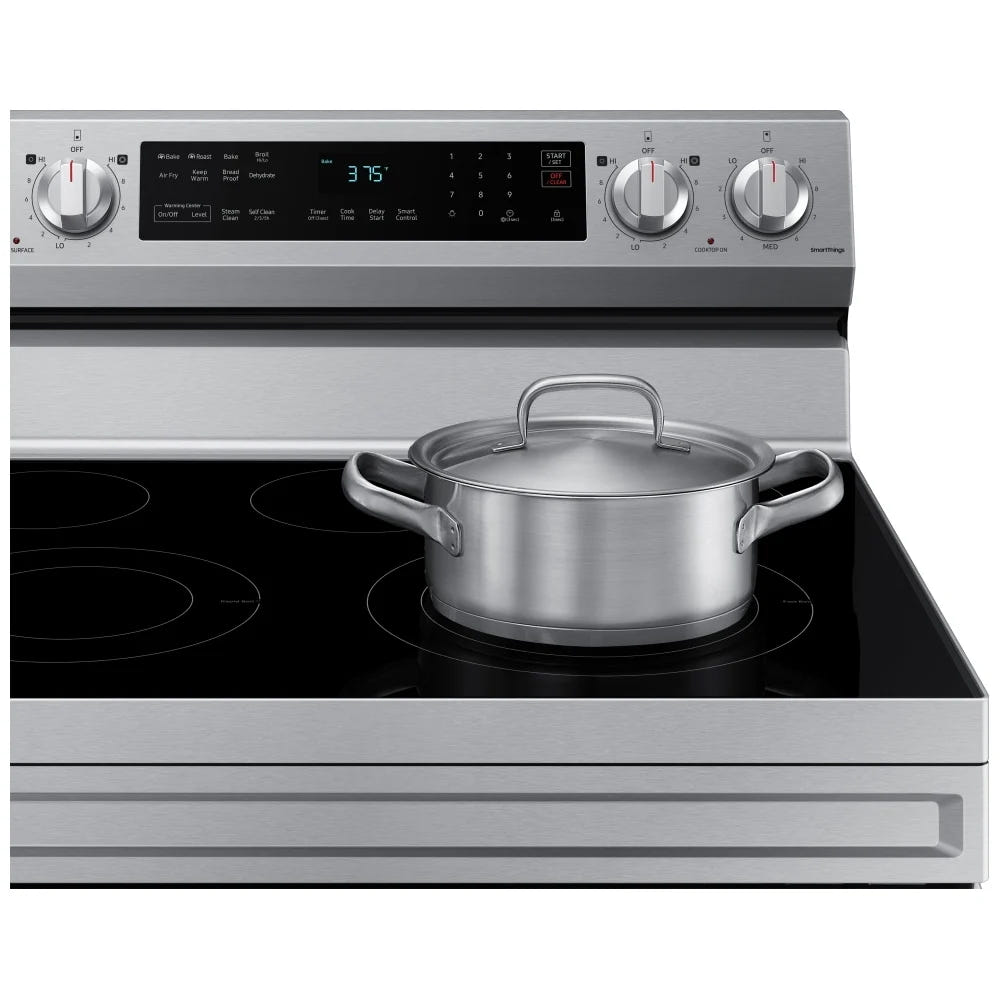 Samsung NE63A6511SS - NE63A6511SS/AC Electric Range, 6.3 cu. ft. Capacity, 30 inch Exterior Width, Convection, 5 Burners, Storage Drawer, Air Fry, Self Clean, 3,300 Watts Highest Burner Element, Stainless Steel colour