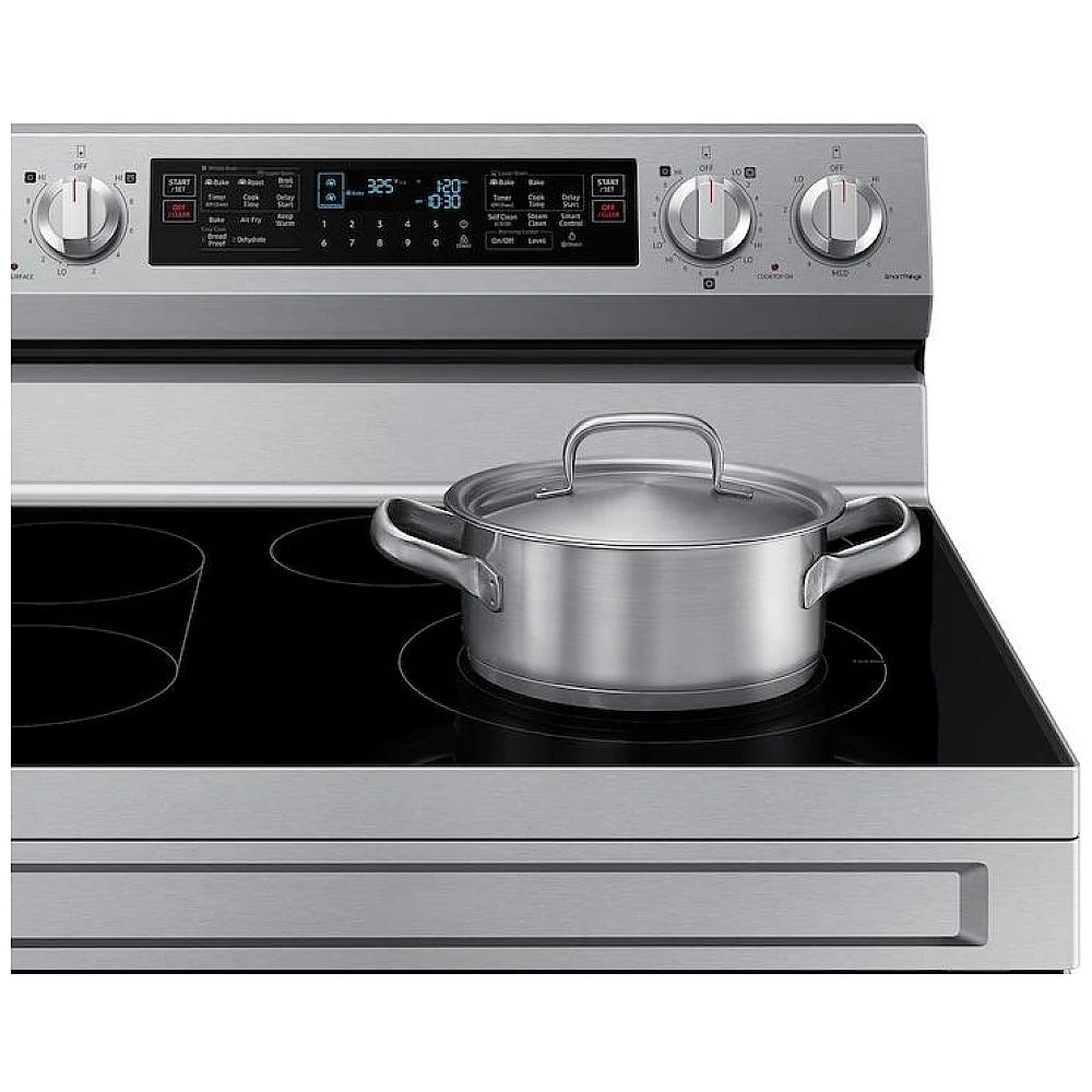 Samsung NE63A6751SS - NE63A6751SS/AC Electric Range, 6.3 cu. ft. Capacity, 30 inch Exterior Width, True Convection, 5 Burners, Storage Drawer, Air Fry, Self Clean, Double Oven, 3,000 Watts Highest Burner Element, Stainless Steel colour