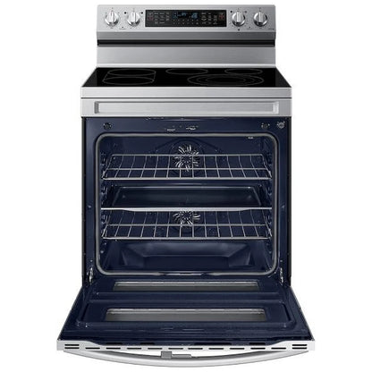 Samsung NE63A6751SS - NE63A6751SS/AC Electric Range, 6.3 cu. ft. Capacity, 30 inch Exterior Width, True Convection, 5 Burners, Storage Drawer, Air Fry, Self Clean, Double Oven, 3,000 Watts Highest Burner Element, Stainless Steel colour