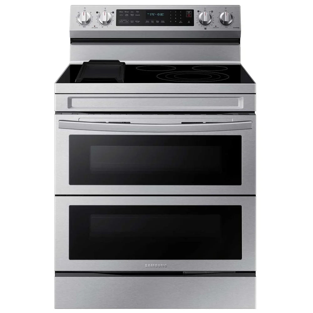 Samsung NE63A6751SS - NE63A6751SS/AC Electric Range, 6.3 cu. ft. Capacity, 30 inch Exterior Width, True Convection, 5 Burners, Storage Drawer, Air Fry, Self Clean, Double Oven, 3,000 Watts Highest Burner Element, Stainless Steel colour