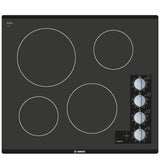 Bosch 500 Series NEM5466UC Electric Cooktop, 24 inch Exterior Width, 4 Burners, 2,200 W Highest Element, Black colour