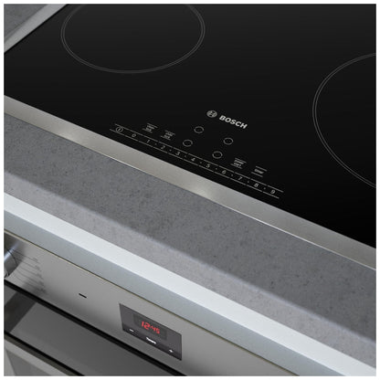 Bosch 500 Series NET5469SC Electric Cooktop, 24 inch Exterior Width, 4 Burners, Black Series 6