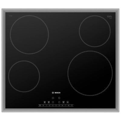Bosch 500 Series NET5469SC Electric Cooktop, 24 inch Exterior Width, 4 Burners, Black Series 6