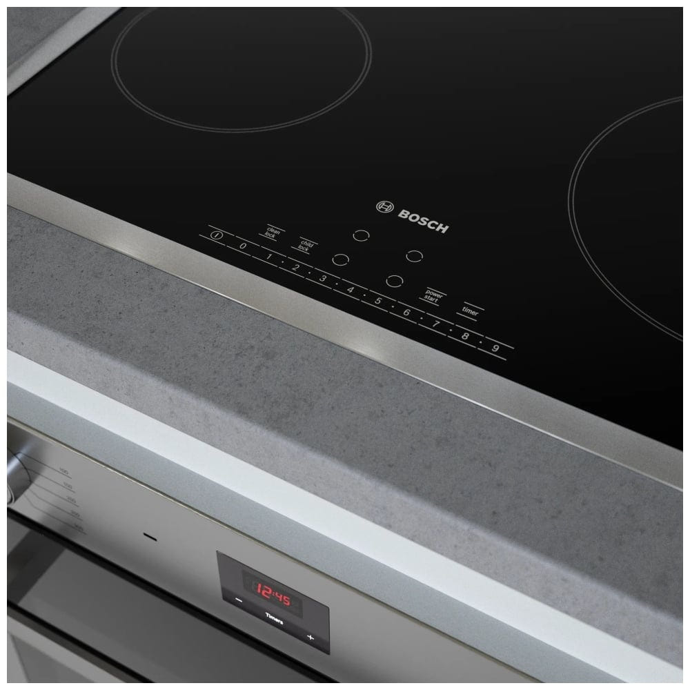 Bosch 500 Series NET5469SC Electric Cooktop, 24 inch Exterior Width, 4 Burners, Black Series 6