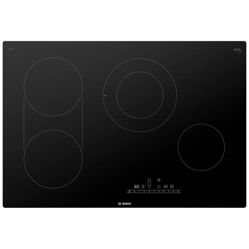 Bosch 800 Series NET8069UC Electric Cooktop, 30 inch Exterior Width, 4 Burners, 3,600 W Highest Element, Black colour