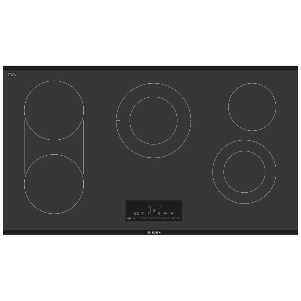 Bosch 800 Series NET8669UC Electric Cooktop, 36 inch Exterior Width, 5 Burners, 3,600 W Highest Element, Black colour