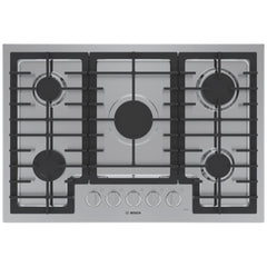 Bosch 500 Series NGM5059UC Gas Cooktop, 30 inch Exterior Width, 5 Burners, Stainless Steel colour