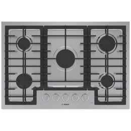 Bosch 500 Series NGM5059UC Gas Cooktop, 30 inch Exterior Width, 5 Burners, Stainless Steel colour