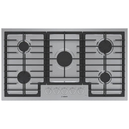 Bosch 500 Series NGM5659UC Gas Cooktop, 36 inch Exterior Width, 5 Burners, 10,300 BTU Highest Burner, Stainless Steel colour
