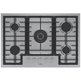 Bosch 800 Series NGM8059UC Gas Cooktop, 30 inch Exterior Width, 5 Burners, 17,000 BTU Highest Burner, Stainless Steel colour