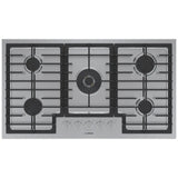 Bosch 800 Series NGM8659UC Gas Cooktop, 36 inch Exterior Width, 5 Burners, 17,000 BTU Highest Burner, Stainless Steel colour