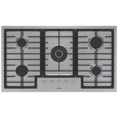Bosch 800 Series NGM8659UC Gas Cooktop, 36 inch Exterior Width, 5 Burners, 17,000 BTU Highest Burner, Stainless Steel colour