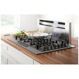 Bosch Benchmark Series NGMP677UC Gas Cooktop, 36 inch Exterior Width, 5 Burners, 14,300 BTU Highest Burner, Dark Silver colour