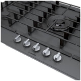 Bosch Benchmark Series NGMP677UC Gas Cooktop, 36 inch Exterior Width, 5 Burners, 14,300 BTU Highest Burner, Dark Silver colour